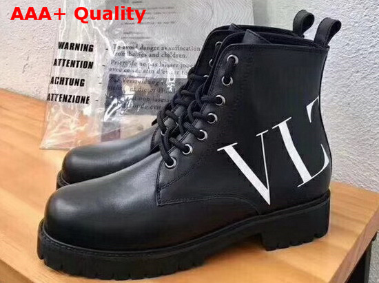 Valentino VLTN Combat Boot in Black Calfskin Replica