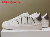 Valentino VLTN Open Sneaker in White Calfskin Black VLTN Logo Print Replica