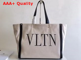 Valentino VLTN Shopping Bag in Beige Canvas Replica