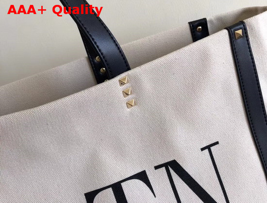 Valentino VLTN Shopping Bag in Beige Canvas Replica