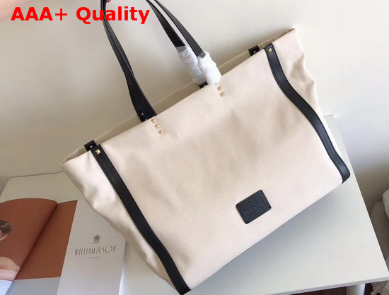 Valentino VLTN Shopping Bag in Beige Canvas Replica