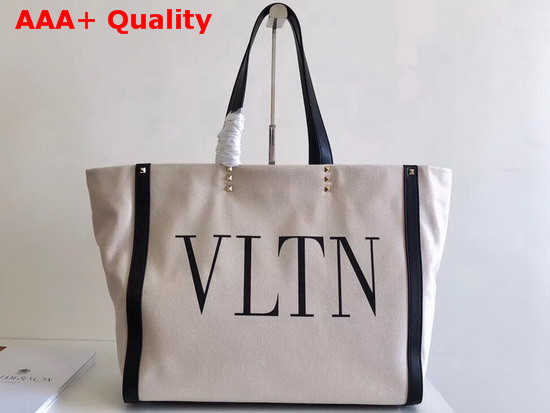 Valentino VLTN Shopping Bag in Beige Canvas Replica