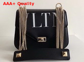 Valentino VLTN Shoulder Strap Saddle Bag in Black Calfskin Leather Replica