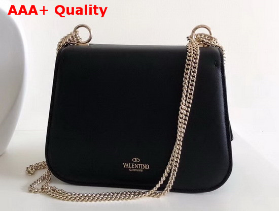 Valentino VLTN Shoulder Strap Saddle Bag in Black Calfskin Leather Replica