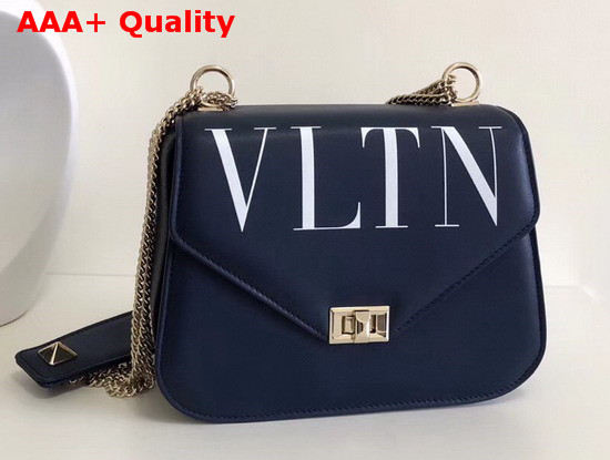 Valentino VLTN Shoulder Strap Saddle Bag in Blue Calfskin Leather Replica