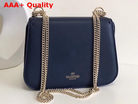 Valentino VLTN Shoulder Strap Saddle Bag in Blue Calfskin Leather Replica