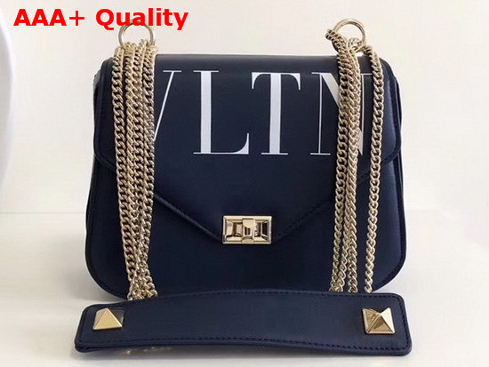 Valentino VLTN Shoulder Strap Saddle Bag in Blue Calfskin Leather Replica