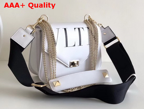 Valentino VLTN Shoulder Strap Saddle Bag in White Calfskin Leather Replica