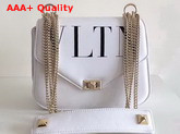 Valentino VLTN Shoulder Strap Saddle Bag in White Calfskin Leather Replica