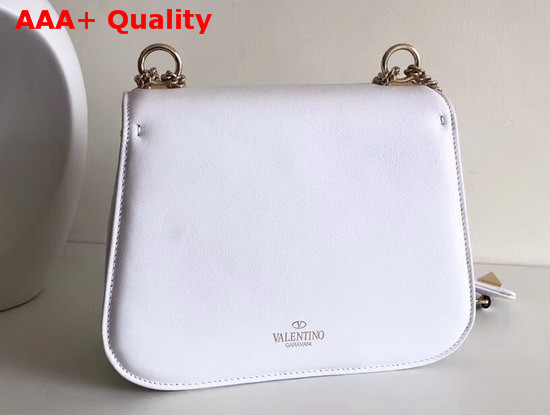 Valentino VLTN Shoulder Strap Saddle Bag in White Calfskin Leather Replica