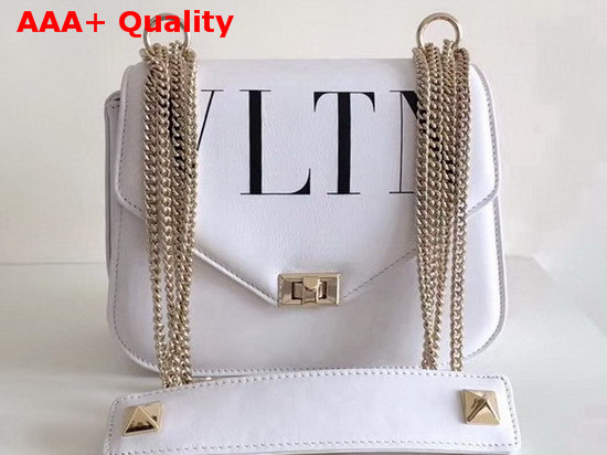 Valentino VLTN Shoulder Strap Saddle Bag in White Calfskin Leather Replica