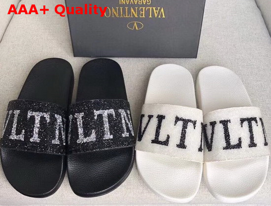 Valentino VLTN Slide with Swarovski Crystals Black Replica