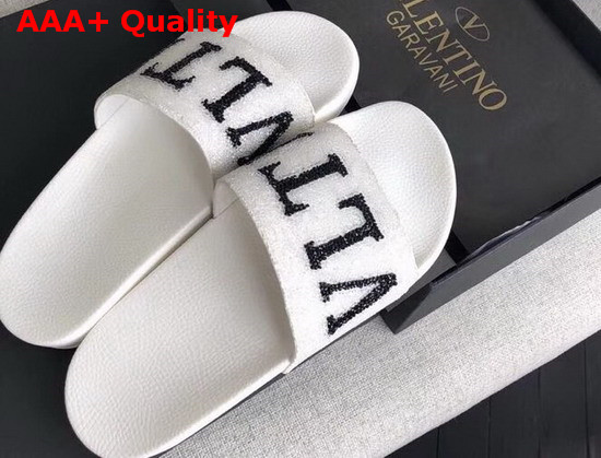 Valentino VLTN Slide with Swarovski Crystals White Replica