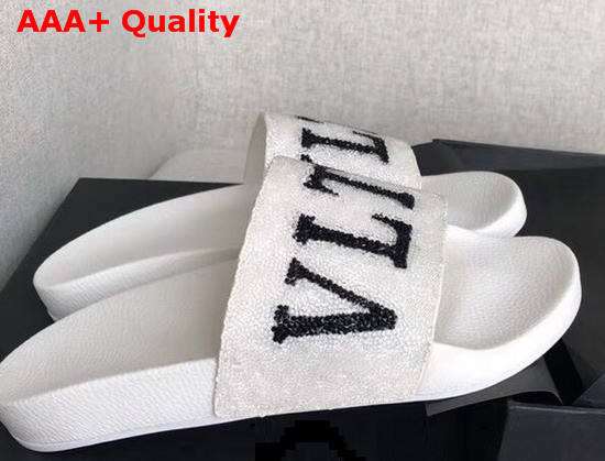 Valentino VLTN Slide with Swarovski Crystals White Replica