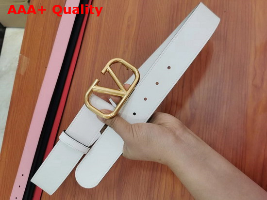 Valentino VLogo Belt in White Calfskin Replica