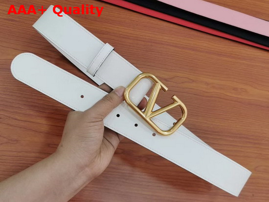 Valentino VLogo Belt in White Calfskin Replica