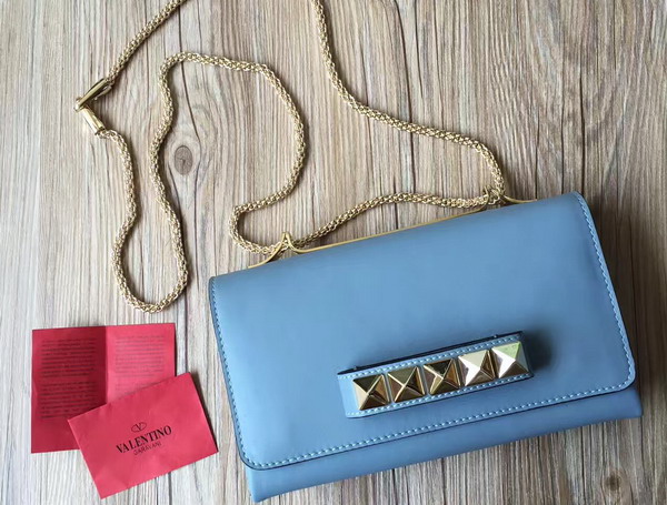 Valentino Va Va Voom Leather Shoulder Bag in Light Blue Nappa Leather For Sale