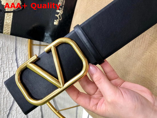 Valentino Vlogo Belt Black Calfskin Replica