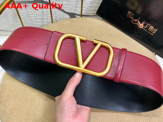 Valentino Vlogo Belt Dark Red Calfskin Replica