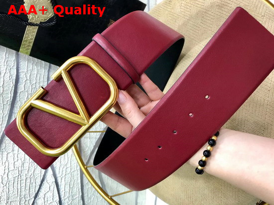 Valentino Vlogo Belt Dark Red Calfskin Replica