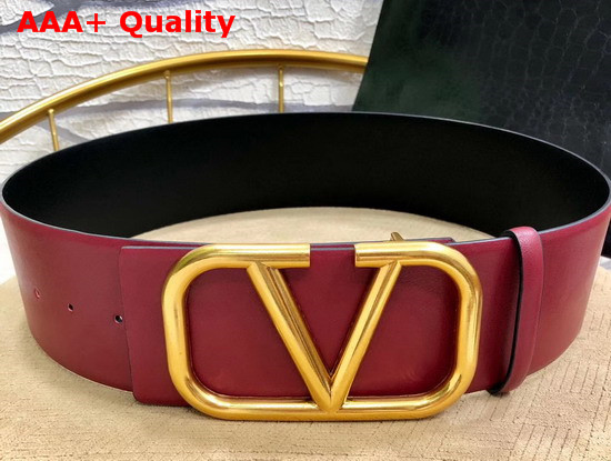 Valentino Vlogo Belt Dark Red Calfskin Replica