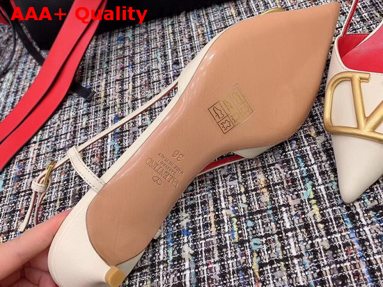 Valentino Vlogo Calfskin Slingback Pump 40 mm Beige Replica