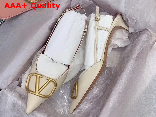 Valentino Vlogo Calfskin Slingback Pump 40 mm Beige Replica