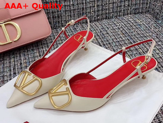 Valentino Vlogo Calfskin Slingback Pump 40 mm Beige Replica