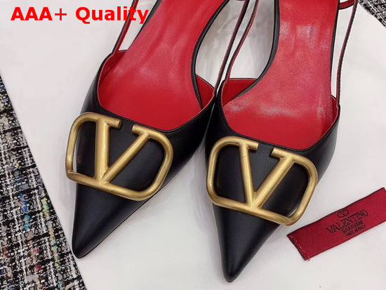 Valentino Vlogo Calfskin Slingback Pump 40 mm Black Replica