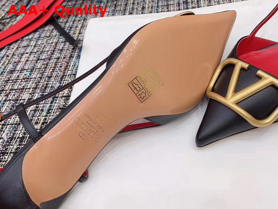 Valentino Vlogo Calfskin Slingback Pump 40 mm Black Replica