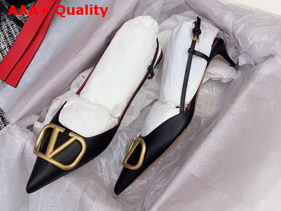 Valentino Vlogo Calfskin Slingback Pump 40 mm Black Replica