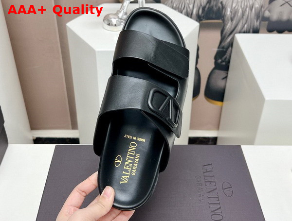 Valentino Vlogo Leather Sandal in Black Replica