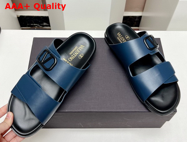 Valentino Vlogo Leather Sandal in Blue Replica