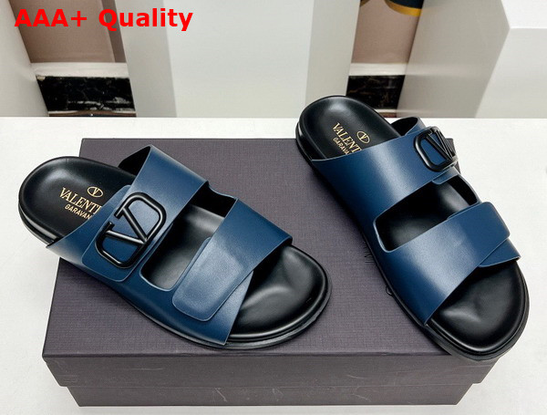 Valentino Vlogo Leather Sandal in Blue Replica