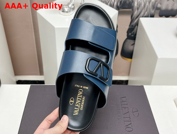 Valentino Vlogo Leather Sandal in Blue Replica