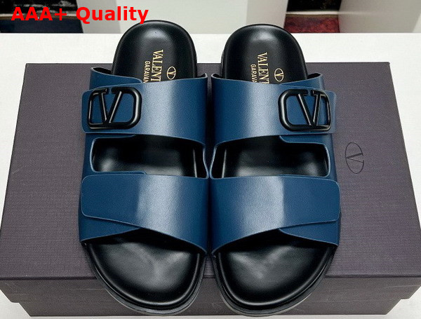 Valentino Vlogo Leather Sandal in Blue Replica