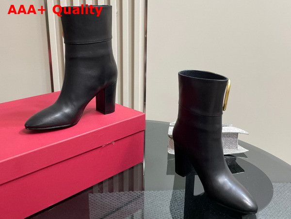 Valentino Vlogo Signature Calfskin Ankle Boot in Black Replica