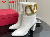 Valentino Vlogo Signature Calfskin Ankle Boot in White Replica