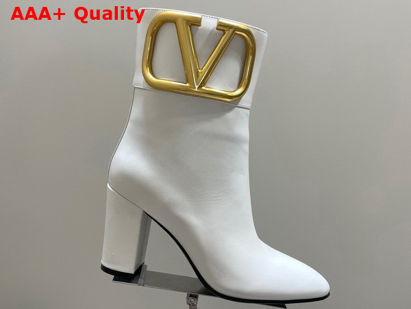 Valentino Vlogo Signature Calfskin Ankle Boot in White Replica