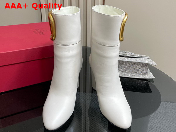 Valentino Vlogo Signature Calfskin Ankle Boot in White Replica