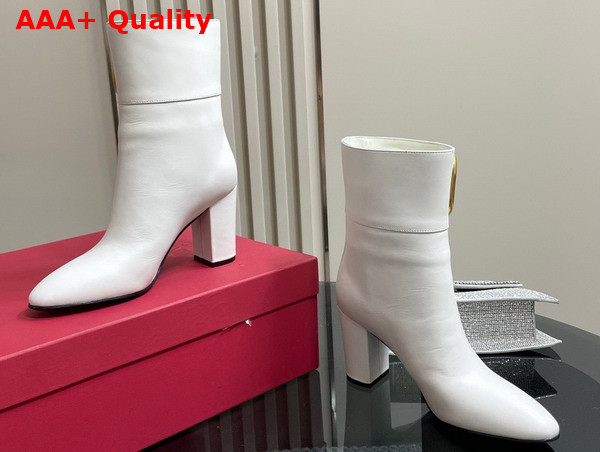 Valentino Vlogo Signature Calfskin Ankle Boot in White Replica