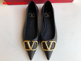 Valentino Vlogo Signature Calfskin Ballet Flat in Black Replica