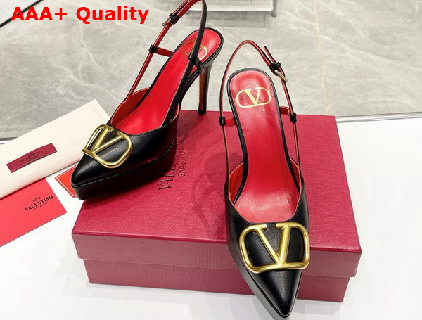 Valentino Vlogo Signature Calfskin Slingback Platform Pump 120mm Black Replica