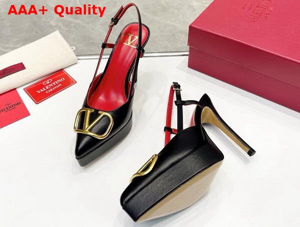 Valentino Vlogo Signature Calfskin Slingback Platform Pump 120mm Black Replica