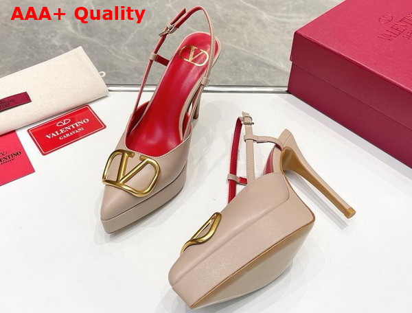 Valentino Vlogo Signature Calfskin Slingback Platform Pump 120mm Poudre Replica