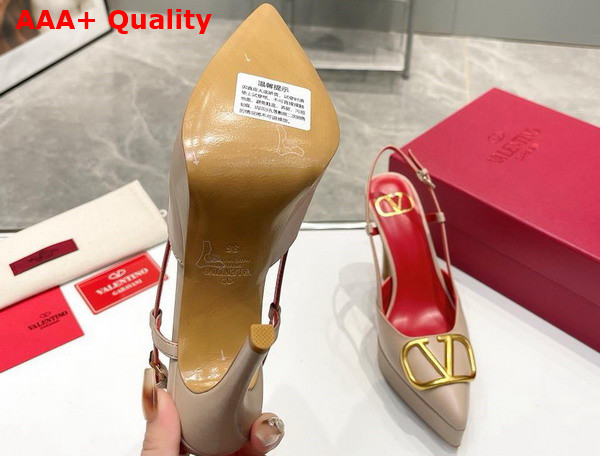 Valentino Vlogo Signature Calfskin Slingback Platform Pump 120mm Poudre Replica