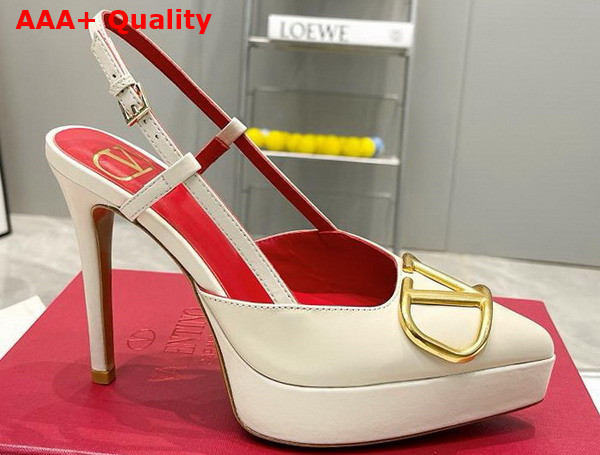 Valentino Vlogo Signature Calfskin Slingback Platform Pump 120mm White Replica