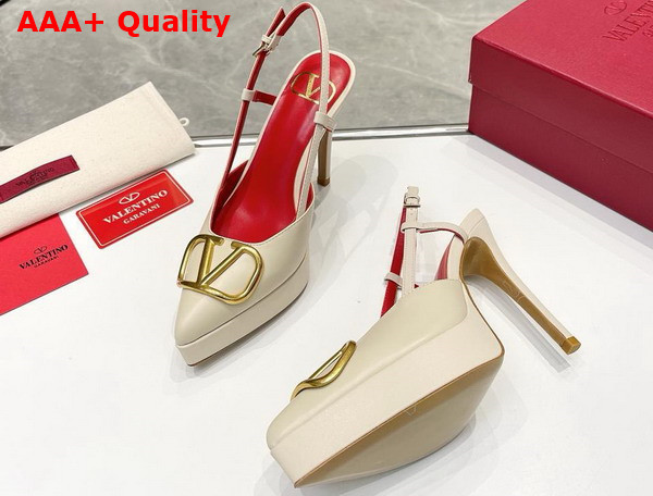 Valentino Vlogo Signature Calfskin Slingback Platform Pump 120mm White Replica