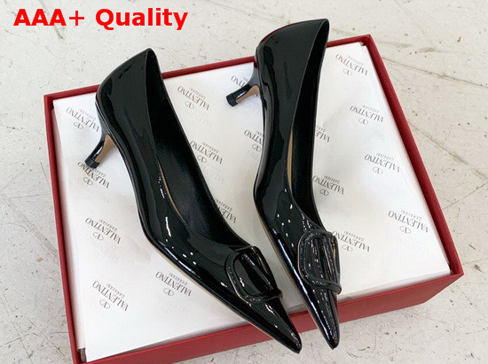 Valentino Vlogo Signature Patent Leather Pump in Black Replica