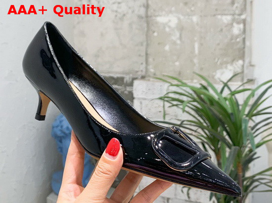 Valentino Vlogo Signature Patent Leather Pump in Black Replica